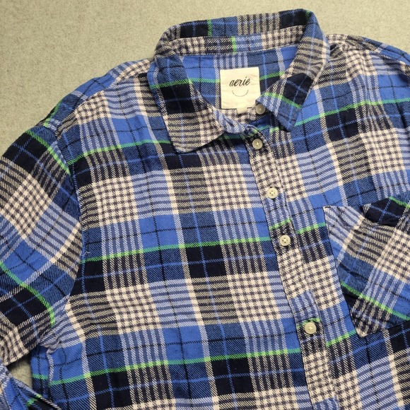 aerie Tops - Aerie Womens Size M Blue‎ Plaid Button Front Flannel Cabincore Cozycore Campcore